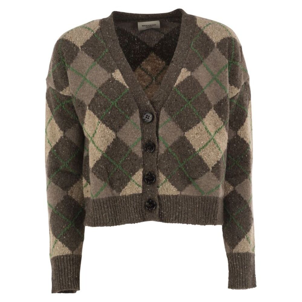 Weekend Maxmara Women Wkdabile - Wool-Blend Argyle Jacquard Cardigan